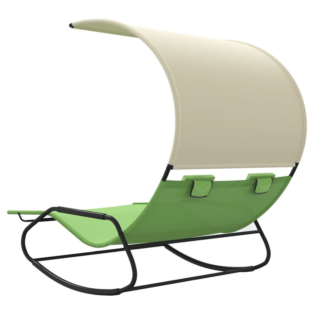 Chaise longue pivotante double avec auvent couleur crème