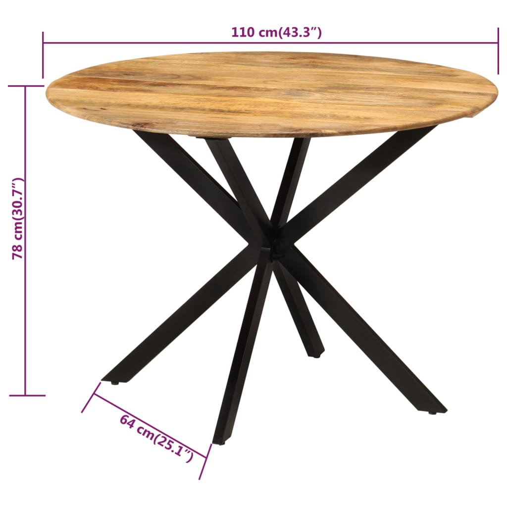 Table à manger Ø110x78 cm bois massif recyclé et acier