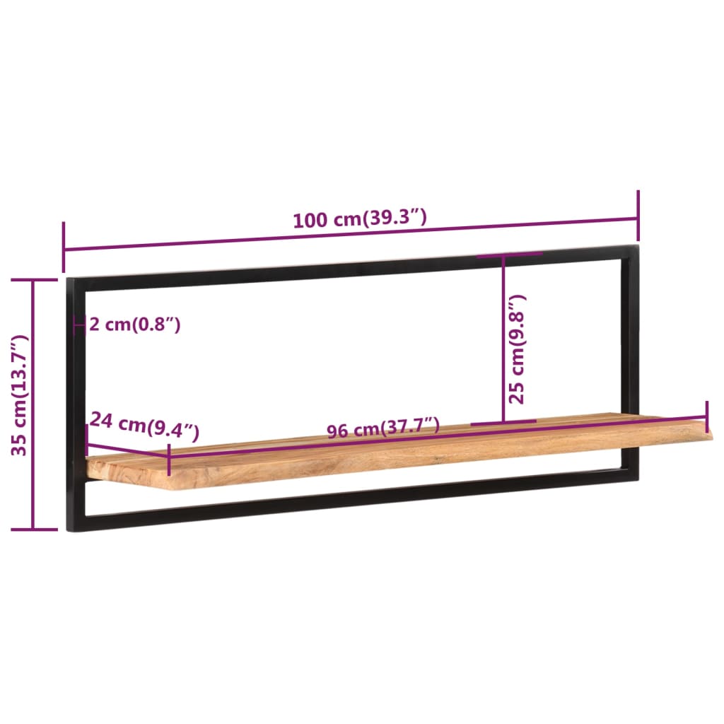 Wandschappen 2 st 25x25x75 cm massief acaciahout en staal