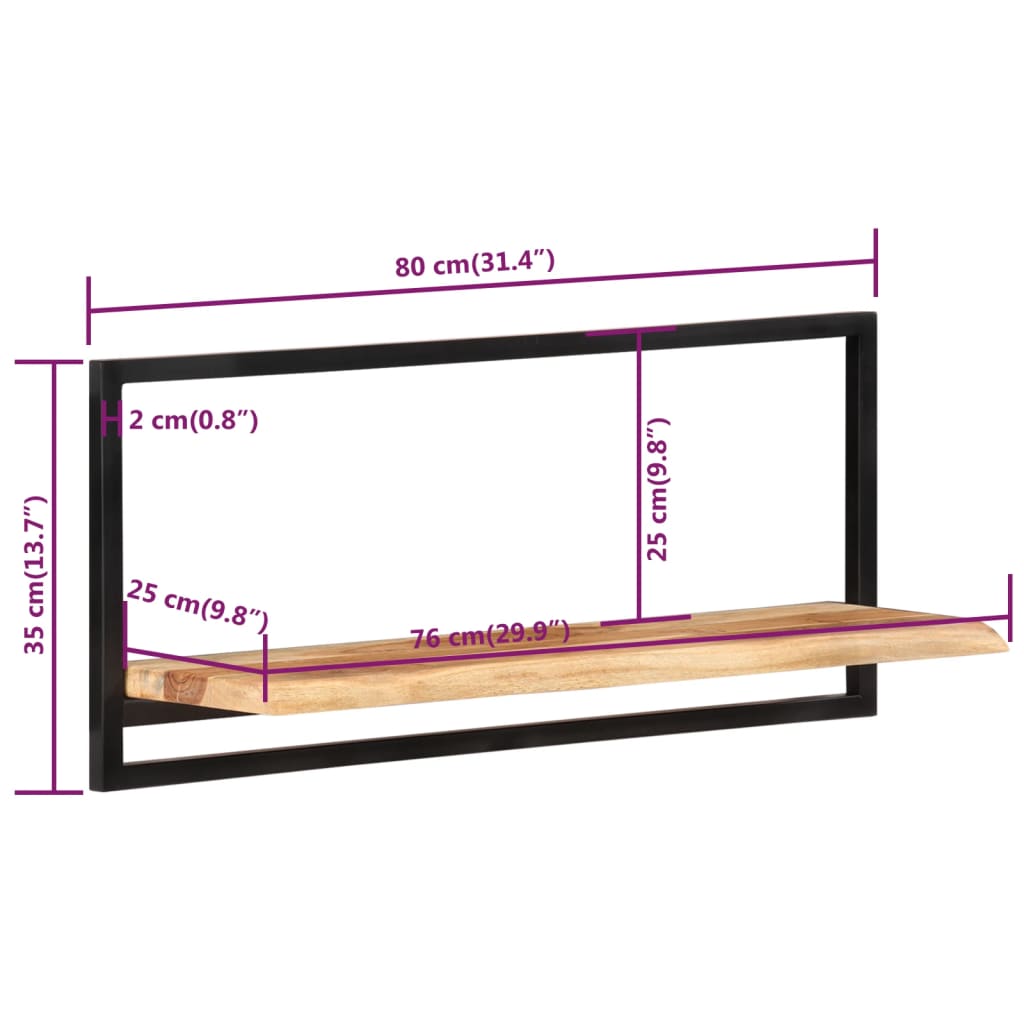 Wandschappen 2 st 25x25x75 cm massief acaciahout en staal