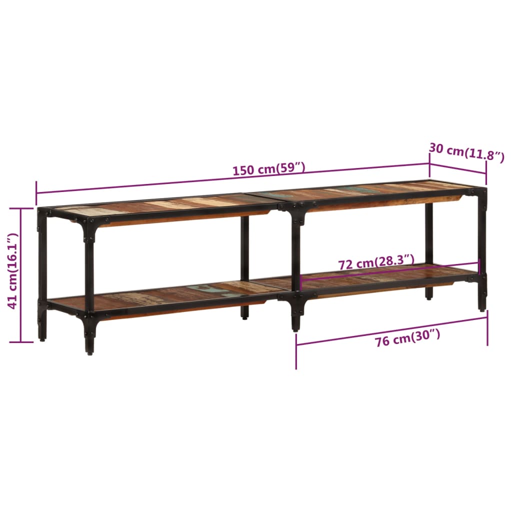 Tv-meubel 150x30x41 cm massief mangohout