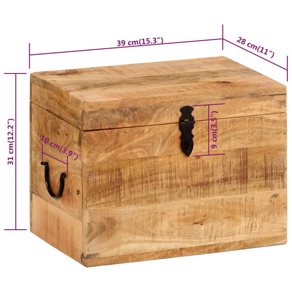 Boîte de rangement 39x28x31 cm en bois d'acacia massif