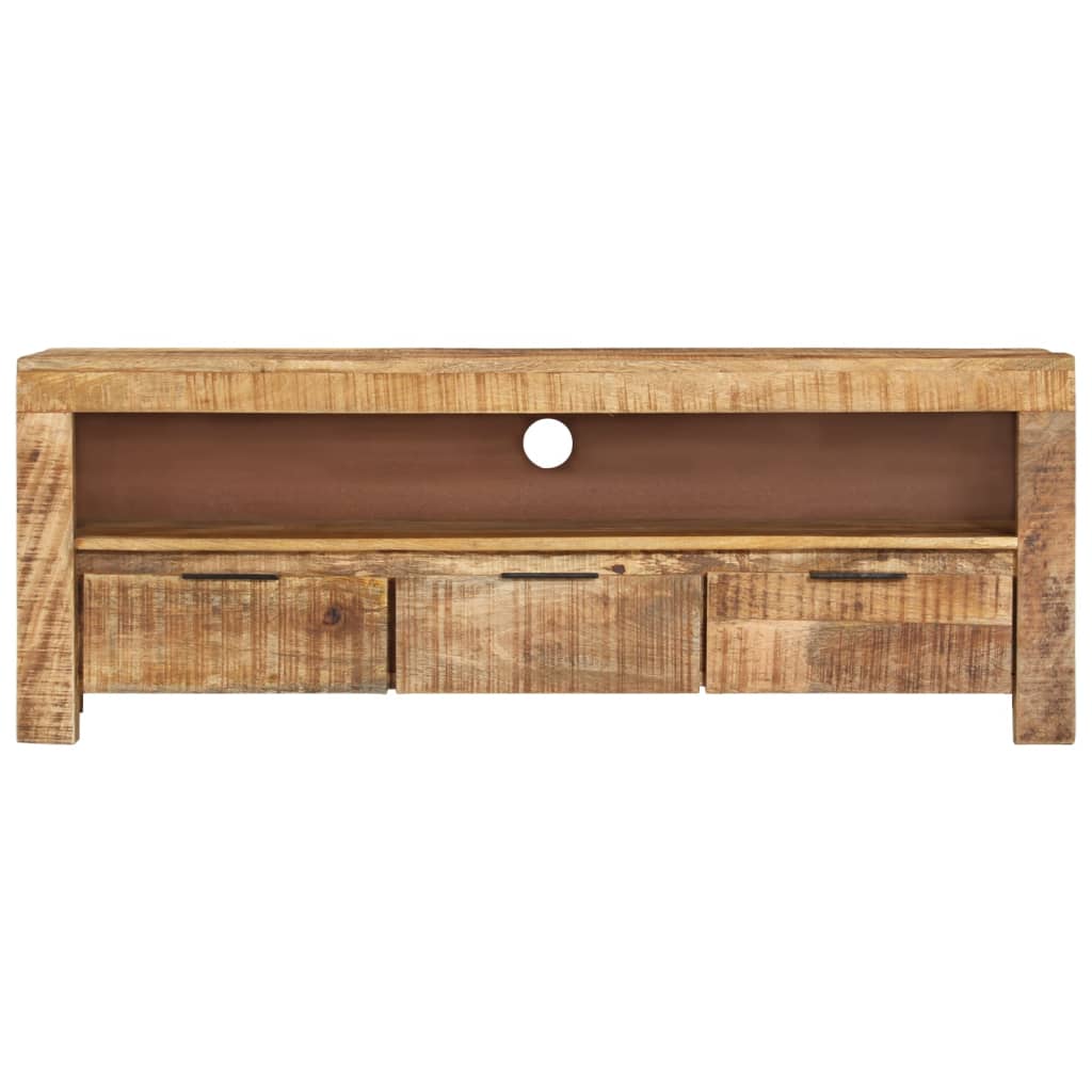 Meuble TV 110x30x40 cm bois de manguier brut