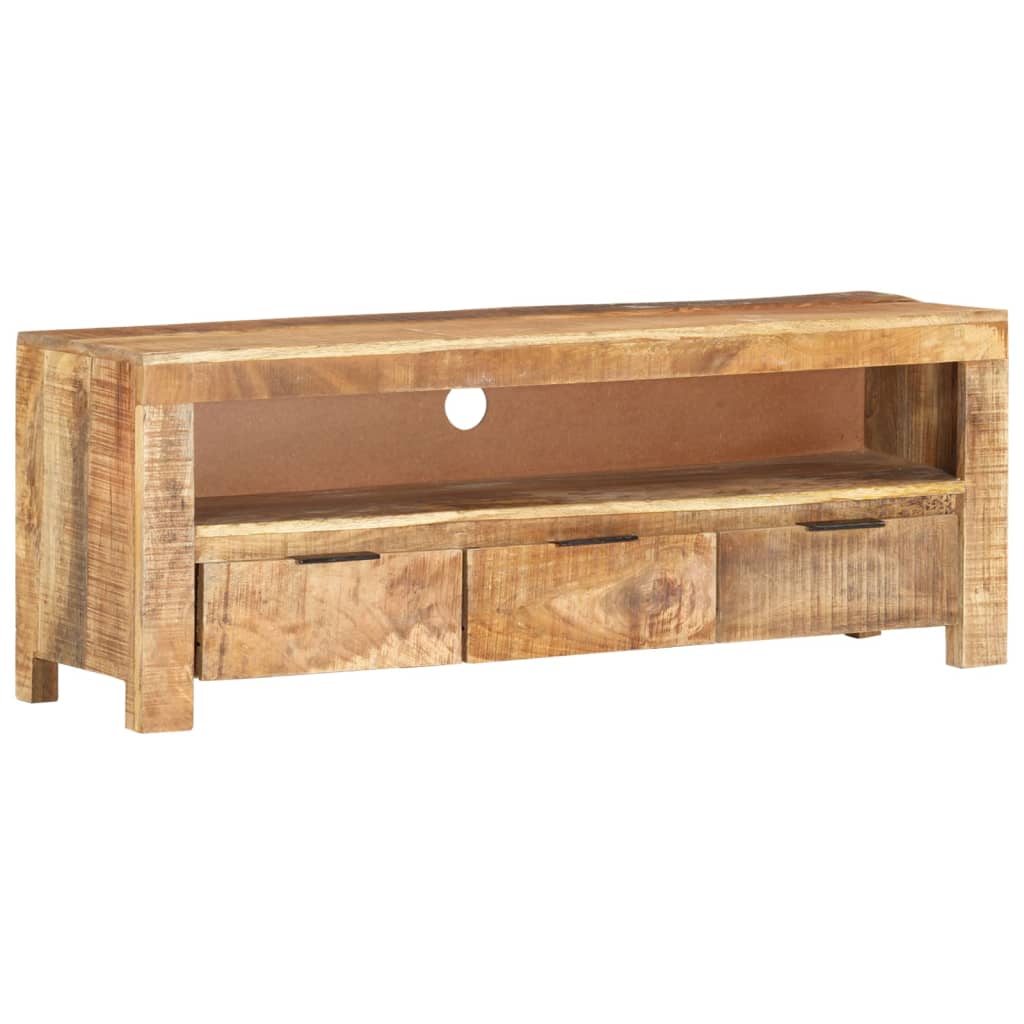 Meuble TV 110x30x40 cm bois de manguier brut