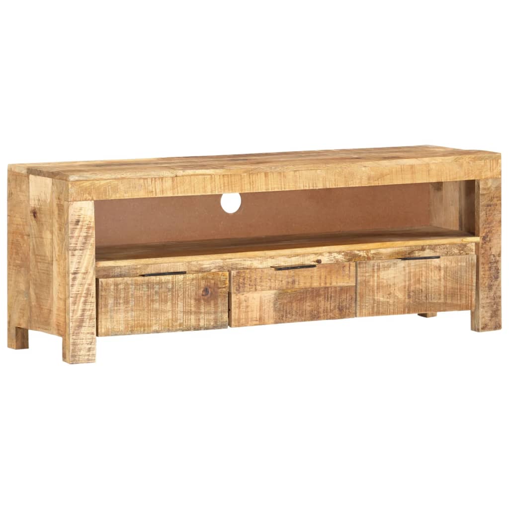 Meuble TV 110x30x40 cm bois de manguier brut