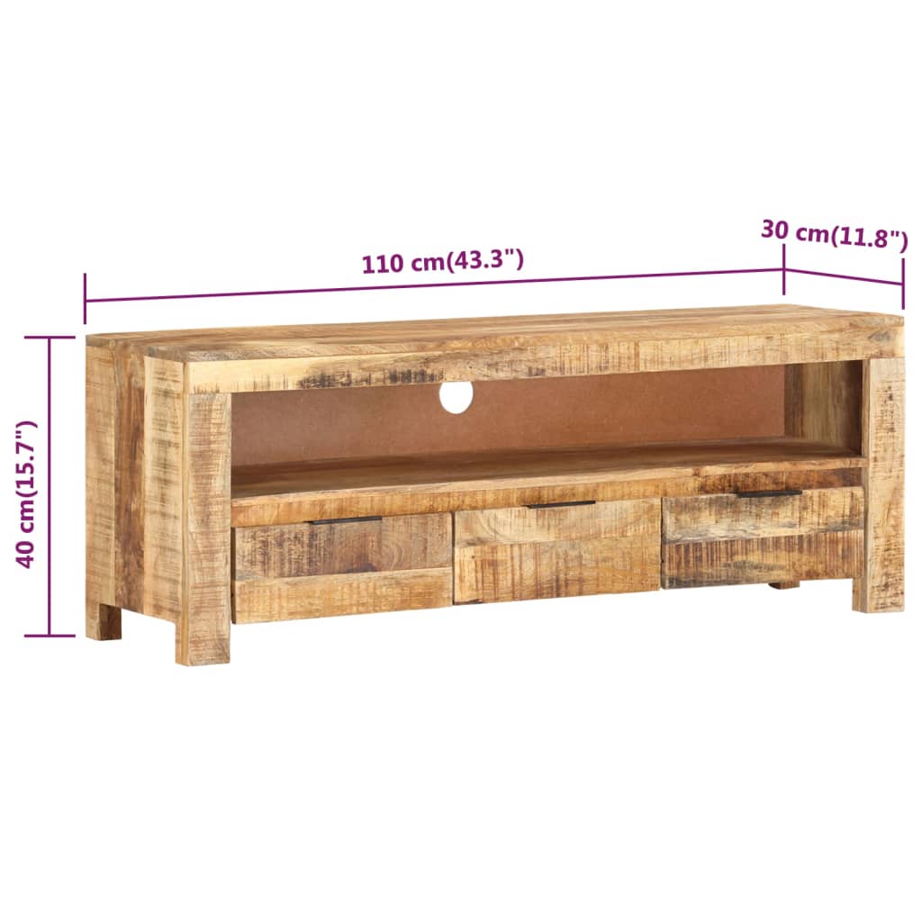 Tv-meubel 110x30x40 cm ruw mangohout