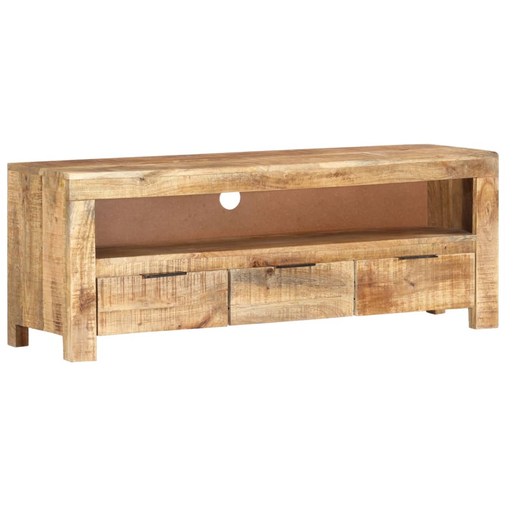 Meuble TV 110x30x40 cm bois de manguier brut