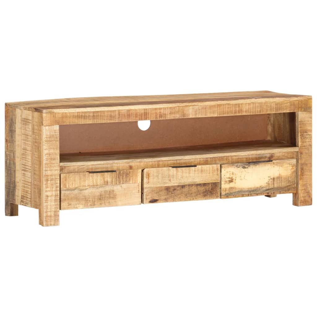 Meuble TV 110x30x40 cm bois de manguier brut