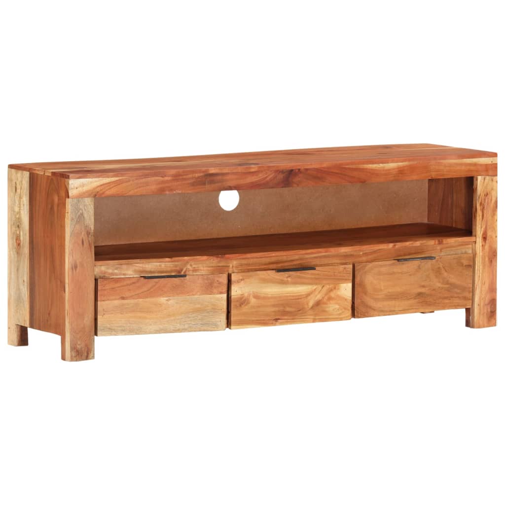 Meuble TV 110x30x40 cm bois de manguier brut