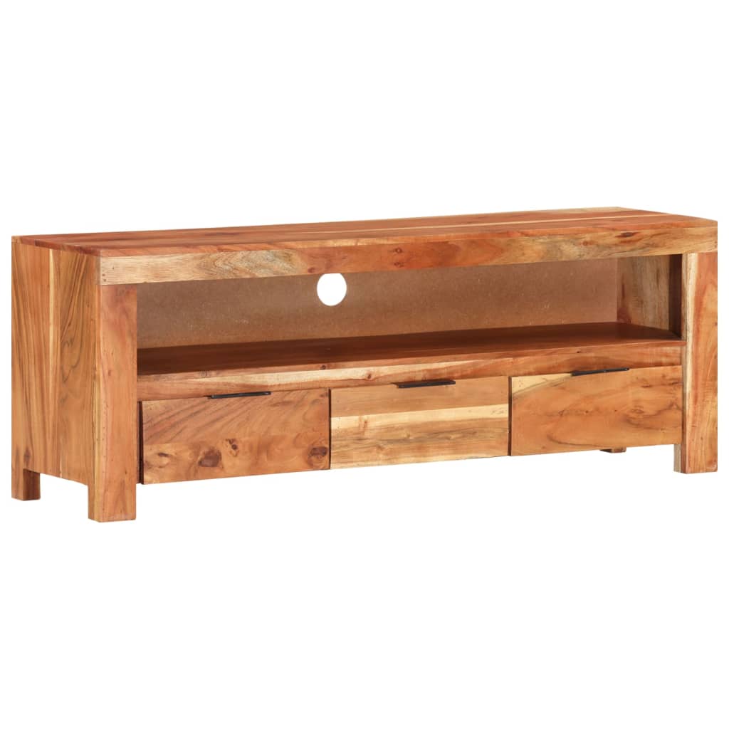 Meuble TV 110x30x40 cm bois de manguier brut