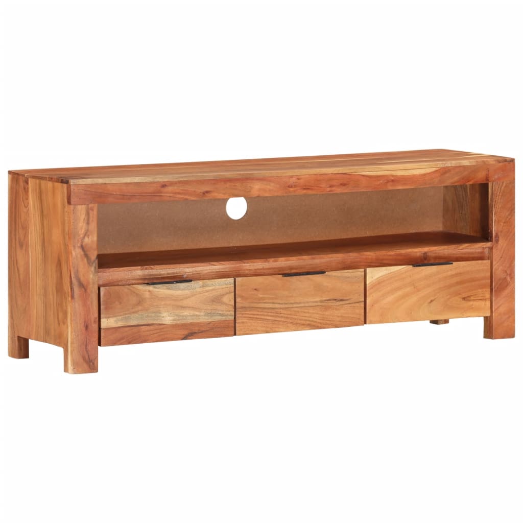 Meuble TV 110x30x40 cm bois de manguier brut