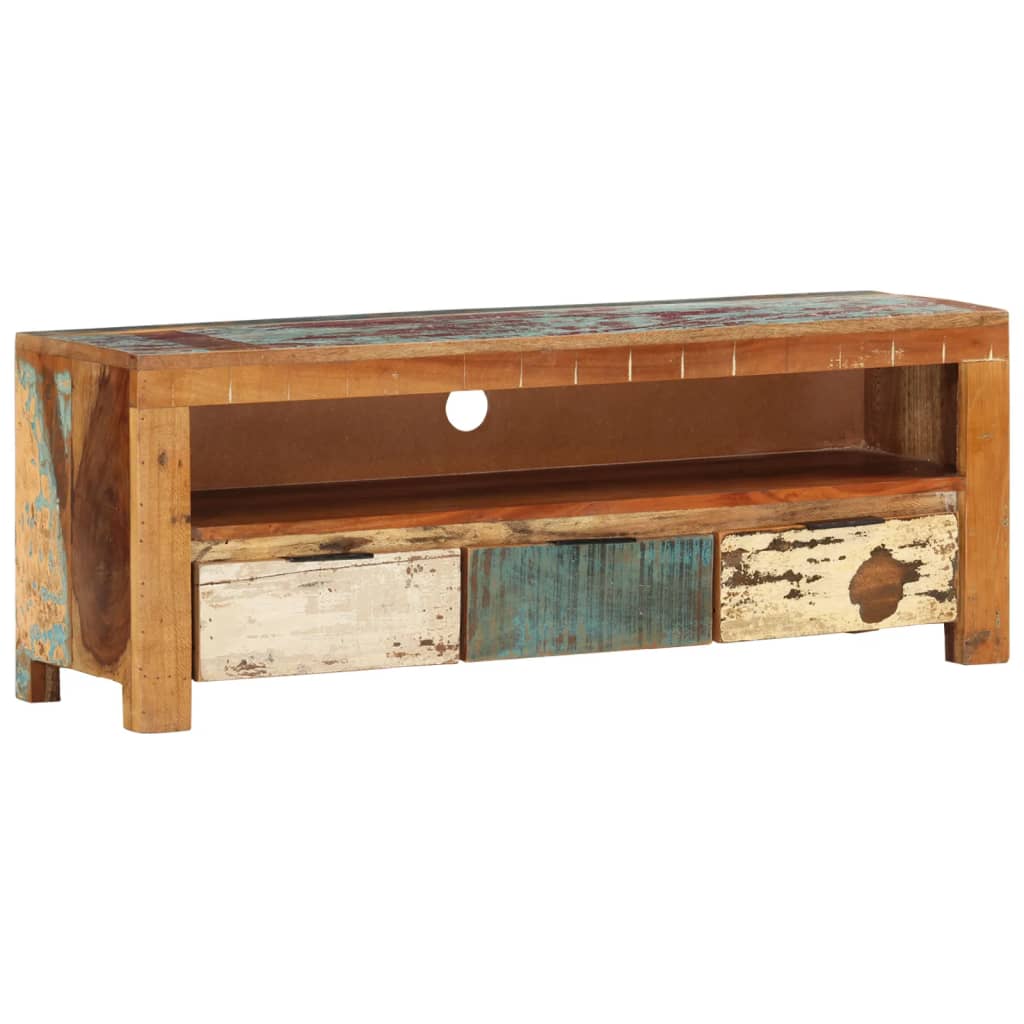 Meuble TV 110x30x40 cm bois de manguier brut