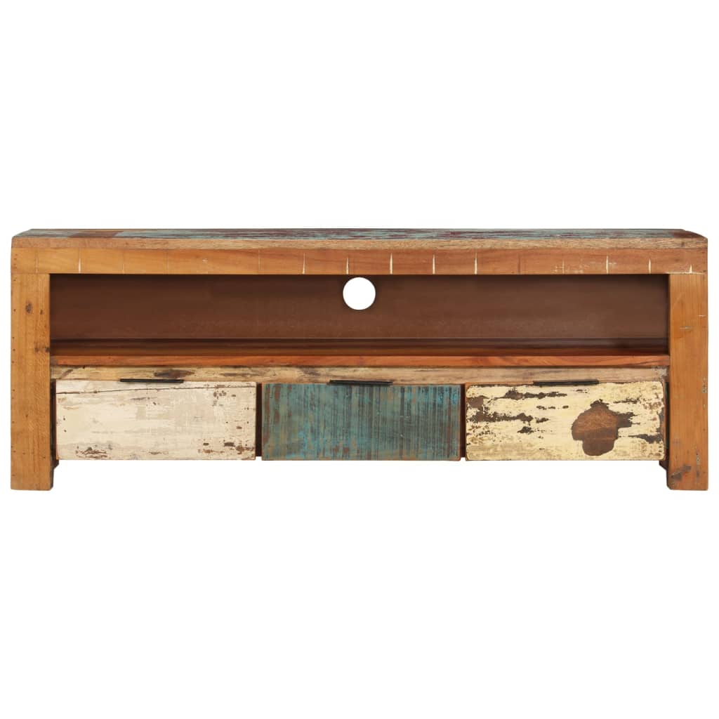 Meuble TV 110x30x40 cm bois de manguier brut