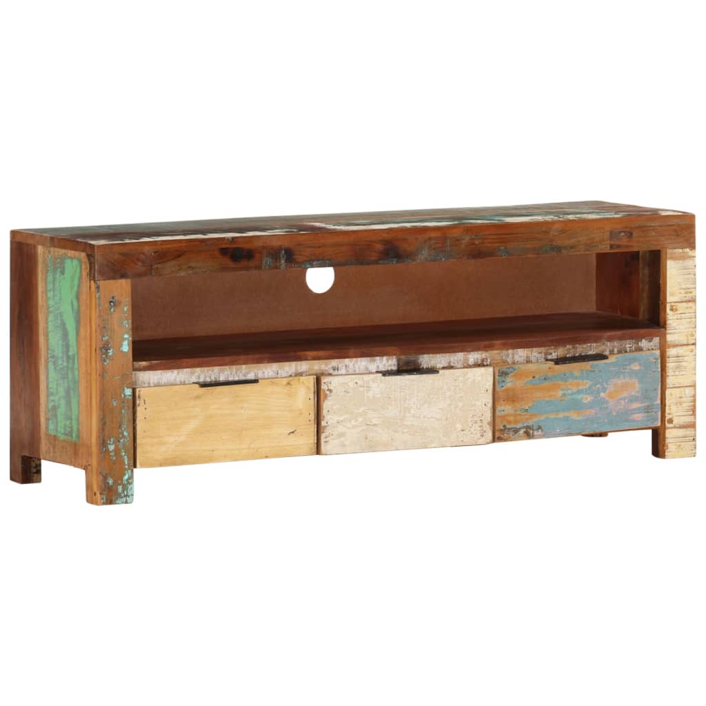 Meuble TV 110x30x40 cm bois de manguier brut