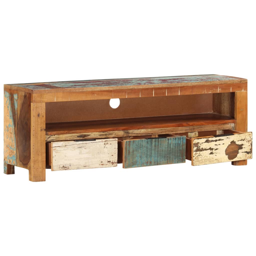 Meuble TV 110x30x40 cm bois de manguier brut