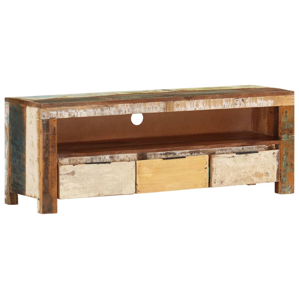 Meuble TV 110x30x40 cm bois de manguier brut