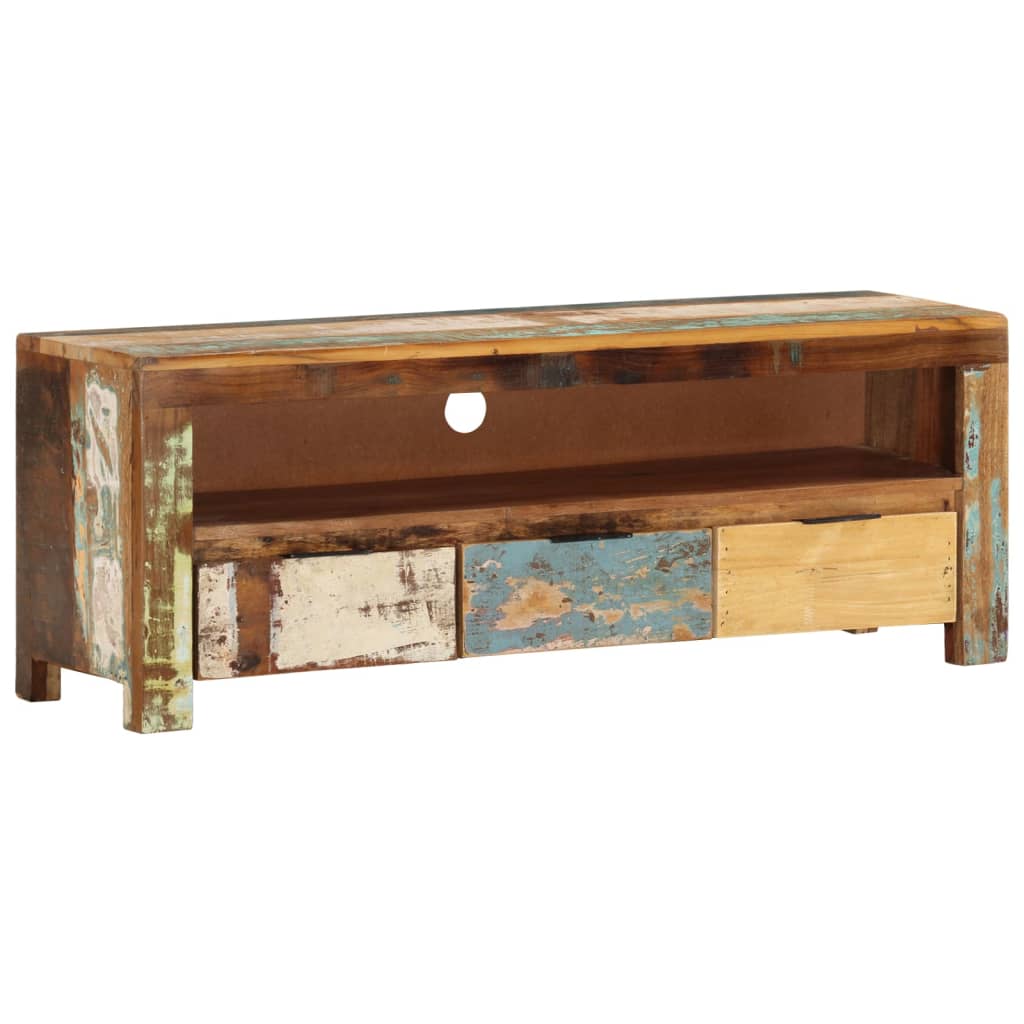 Meuble TV 110x30x40 cm bois de manguier brut