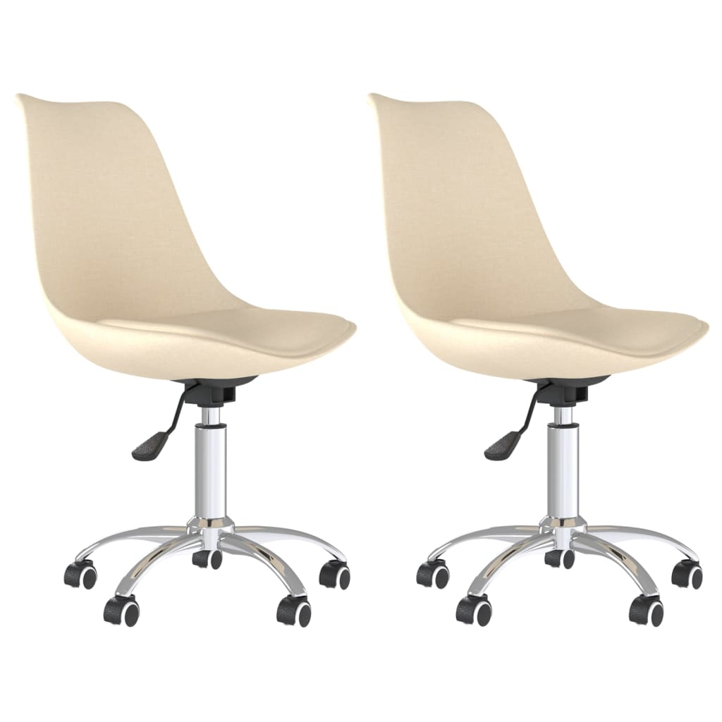 Chaises de salle à manger 2 pcs pivotantes en tissu couleur crème