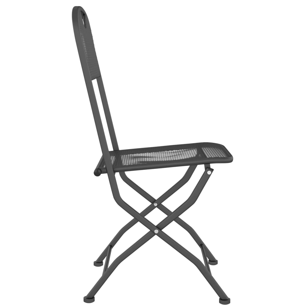 Chaises de jardin pliantes, 4 pcs. maille métallique, anthracite