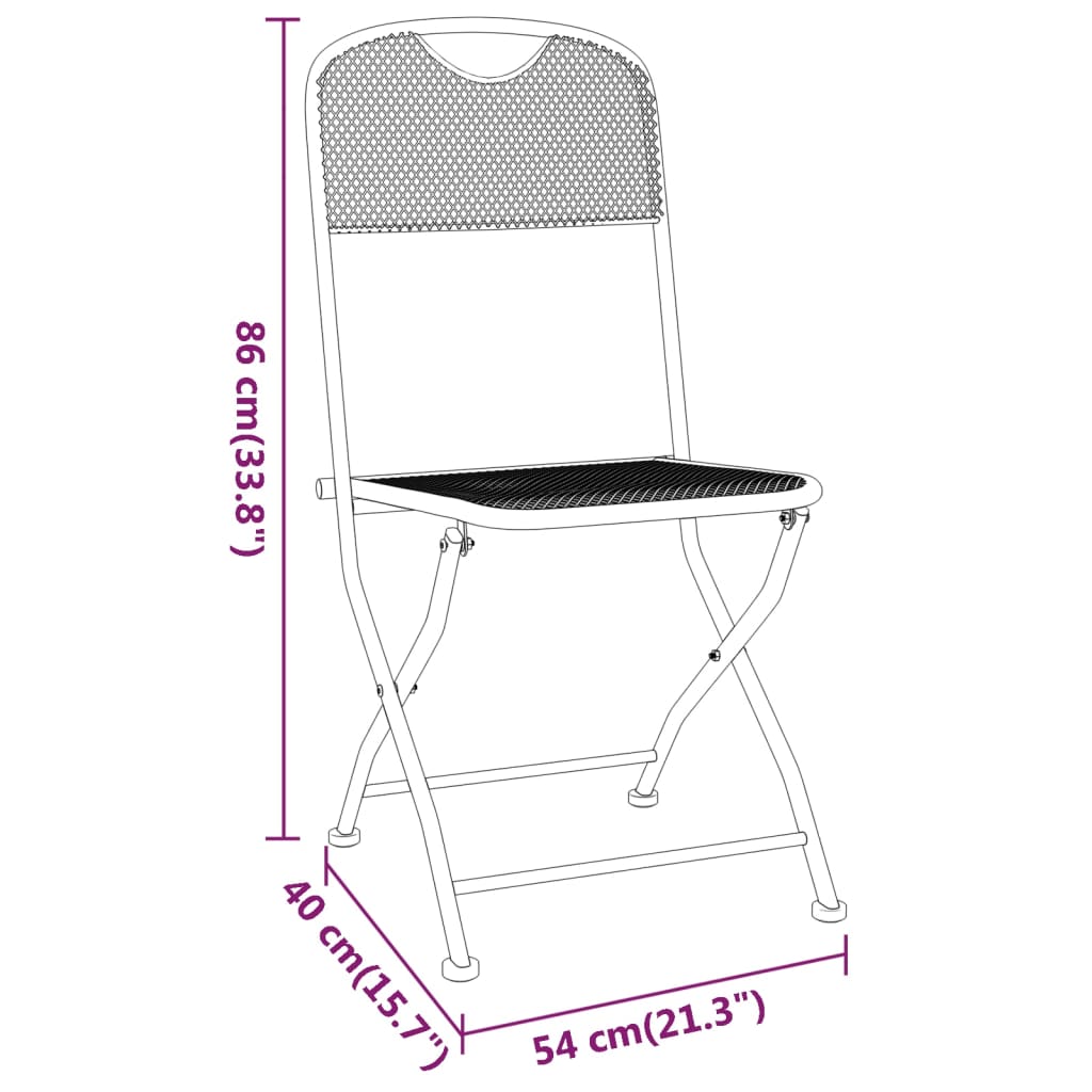 Tuinstoelen inklapbaar 4 st metaalgaas antracietkleurig