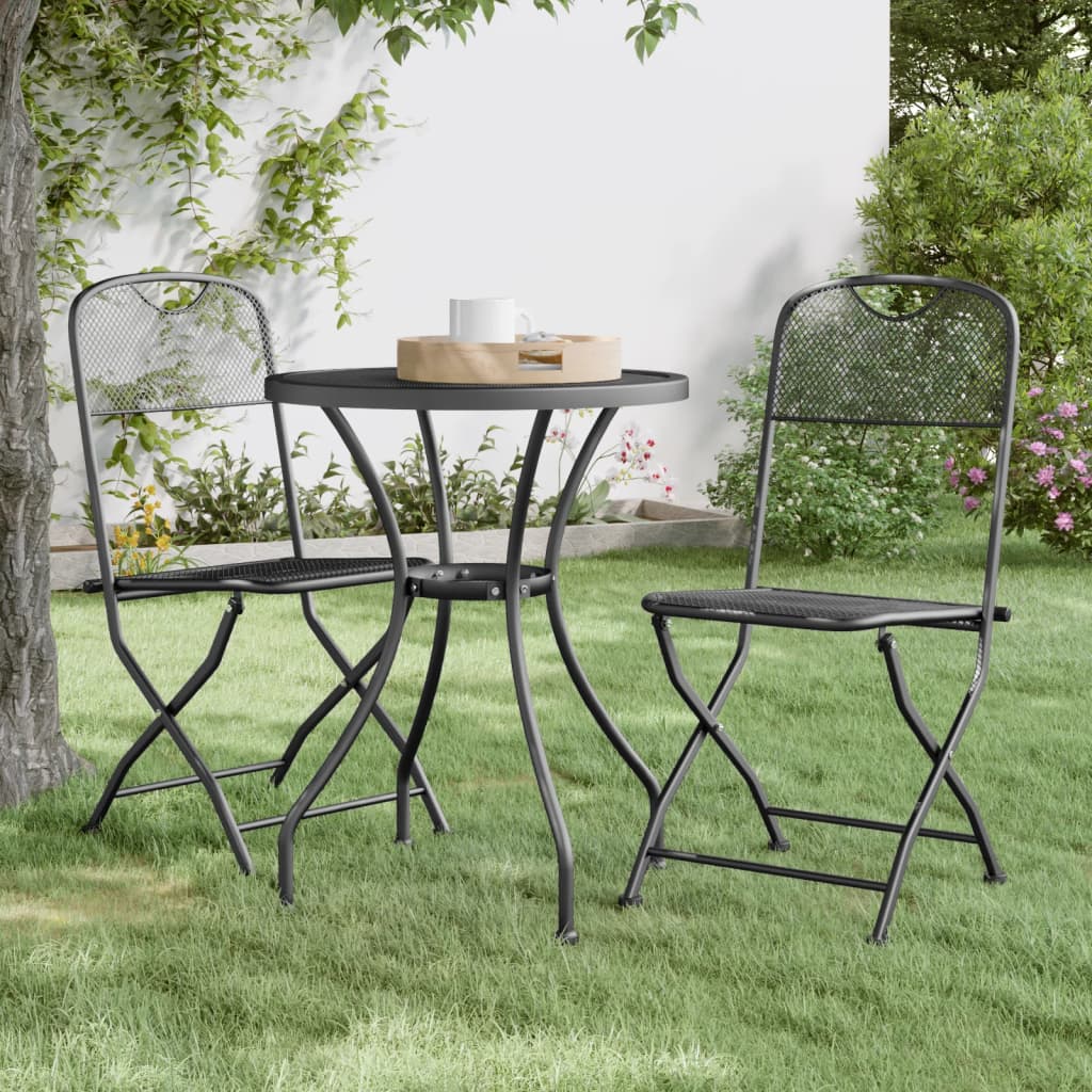 Chaises de jardin pliantes, 4 pcs. maille métallique, anthracite