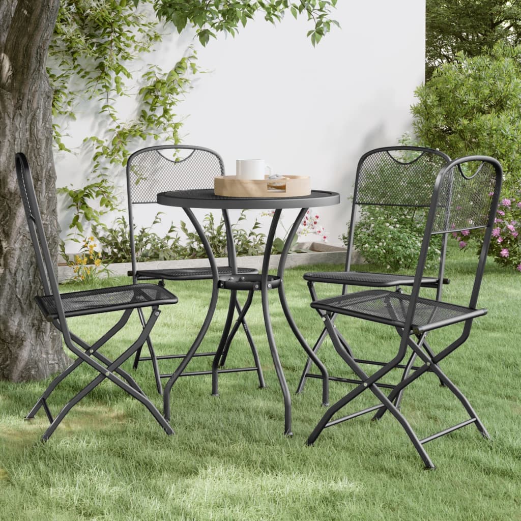 Chaises de jardin pliantes, 4 pcs. maille métallique, anthracite