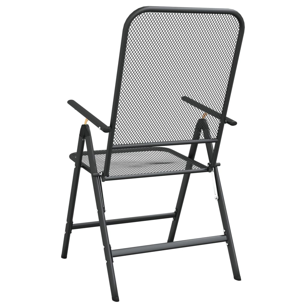 Chaises de jardin pliantes, 2 pcs. maille métallique, anthracite