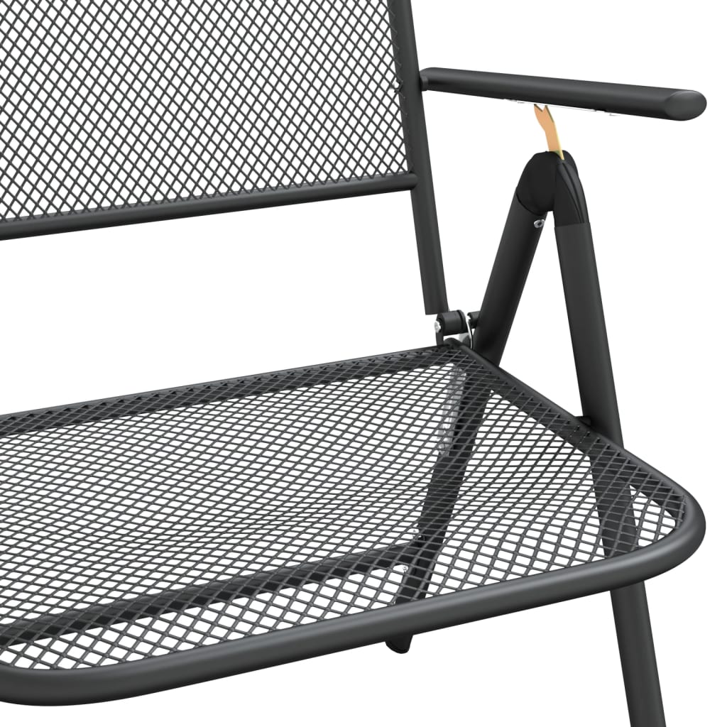 Chaises de jardin pliantes, 2 pcs. maille métallique, anthracite