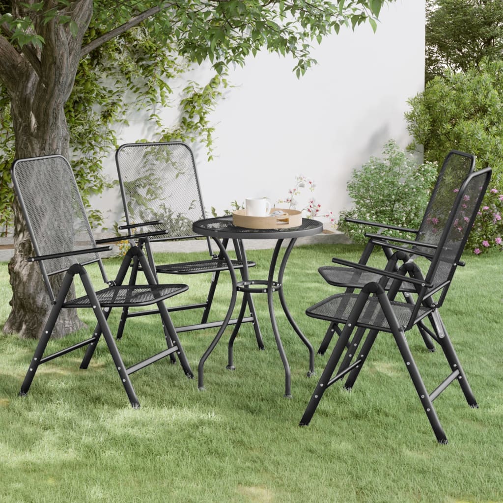 Chaises de jardin pliantes, 2 pcs. maille métallique, anthracite