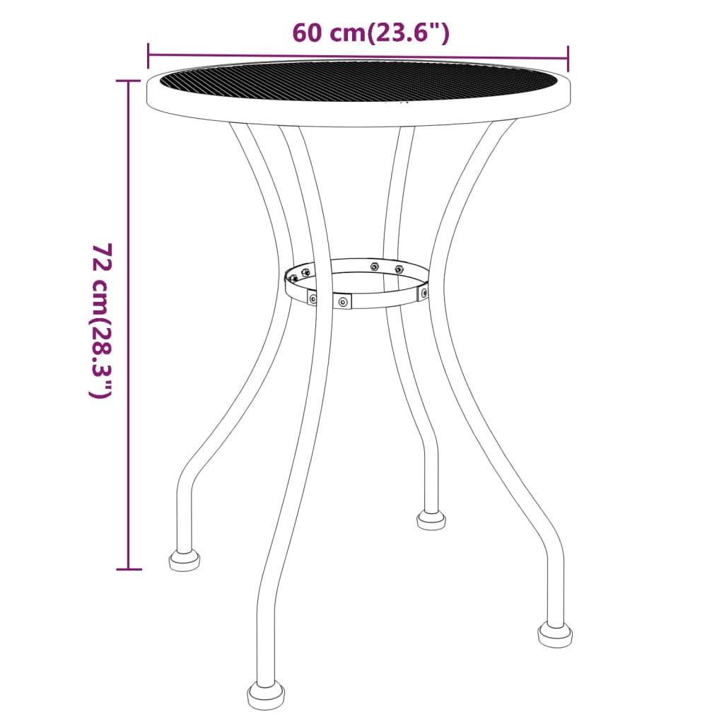 Table de jardin Ø80x72 cm maille métallique anthracite