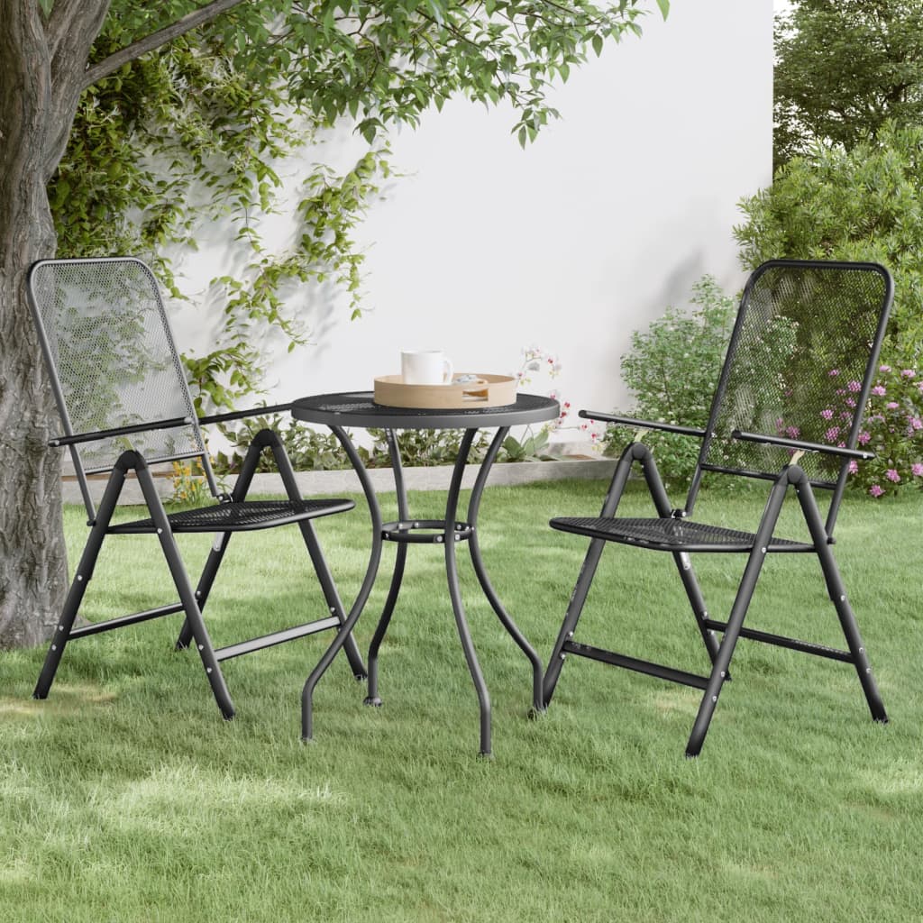 Table de jardin Ø80x72 cm maille métallique anthracite