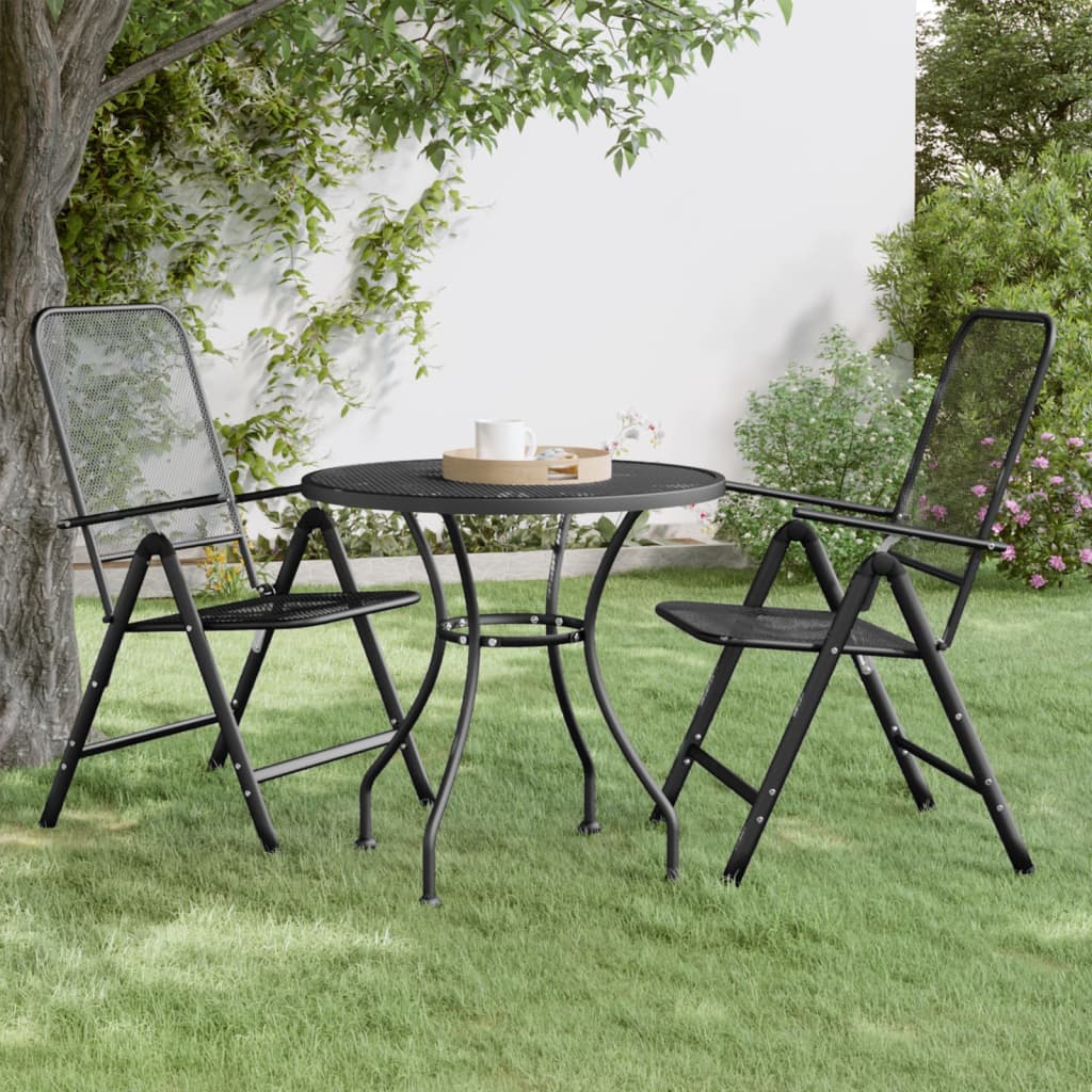 Table de jardin Ø80x72 cm maille métallique anthracite