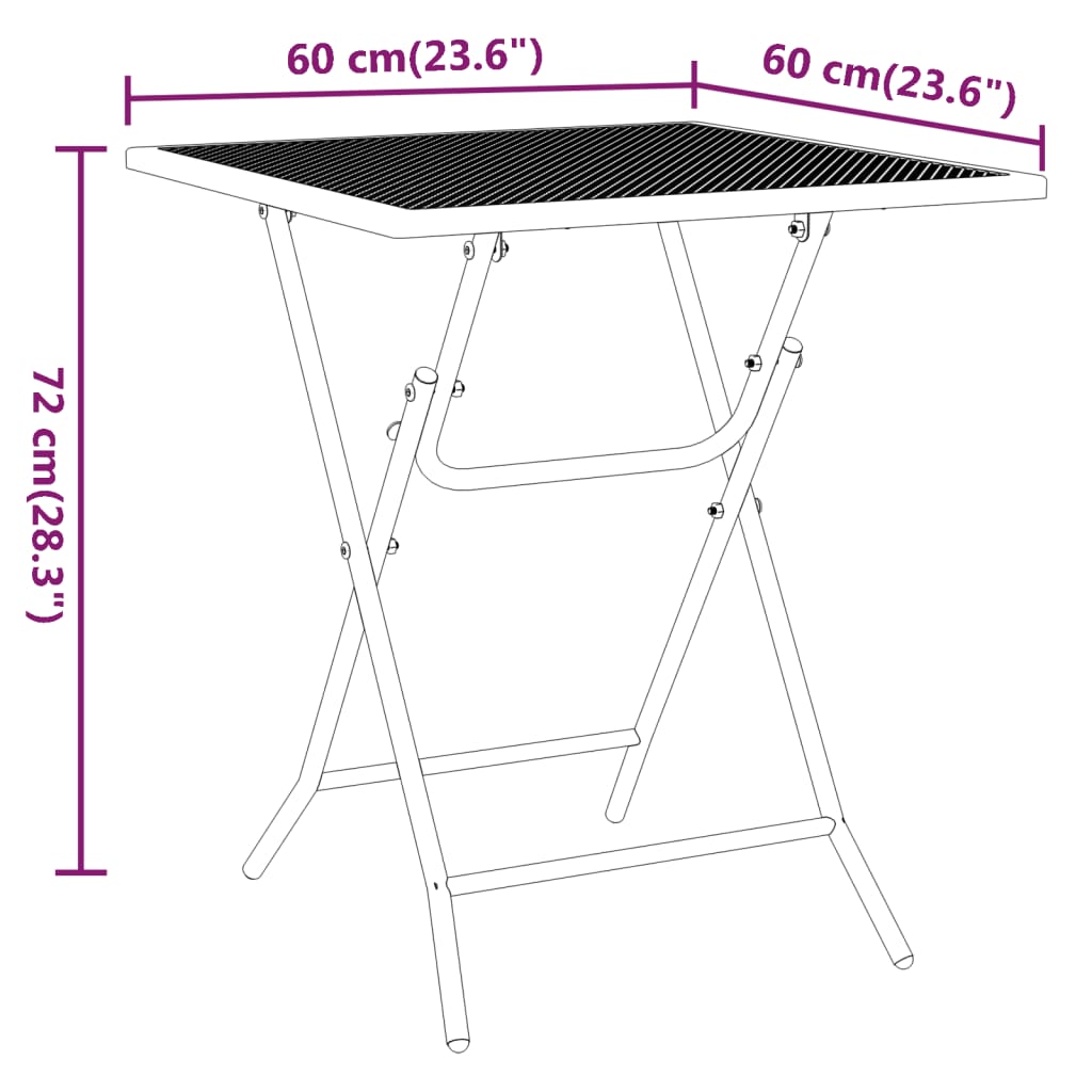 Tuintafel 80x80x72 cm metaalgaas antracietkleurig