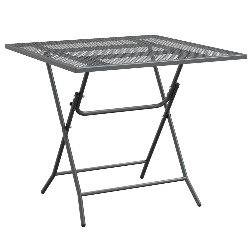 Table de jardin 80x80x72 cm maille métallique anthracite