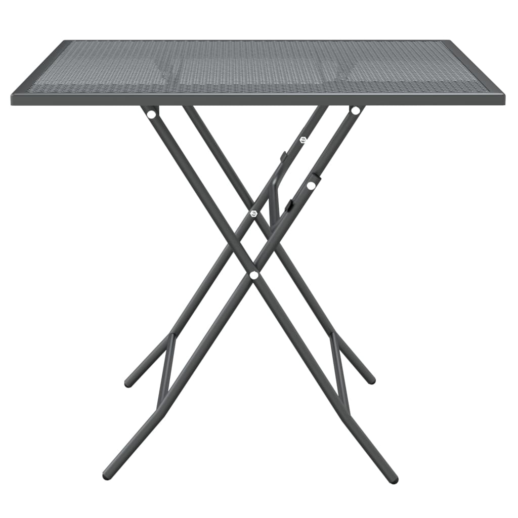 Table de jardin 80x80x72 cm maille métallique anthracite