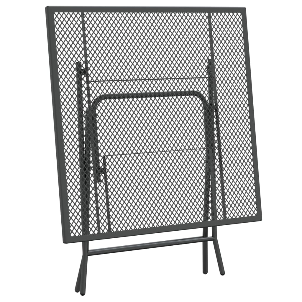 Table de jardin 80x80x72 cm maille métallique anthracite