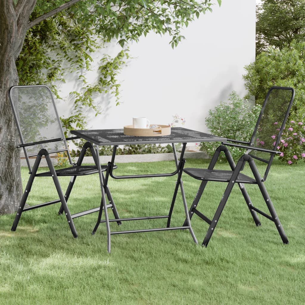 Table de jardin 80x80x72 cm maille métallique anthracite