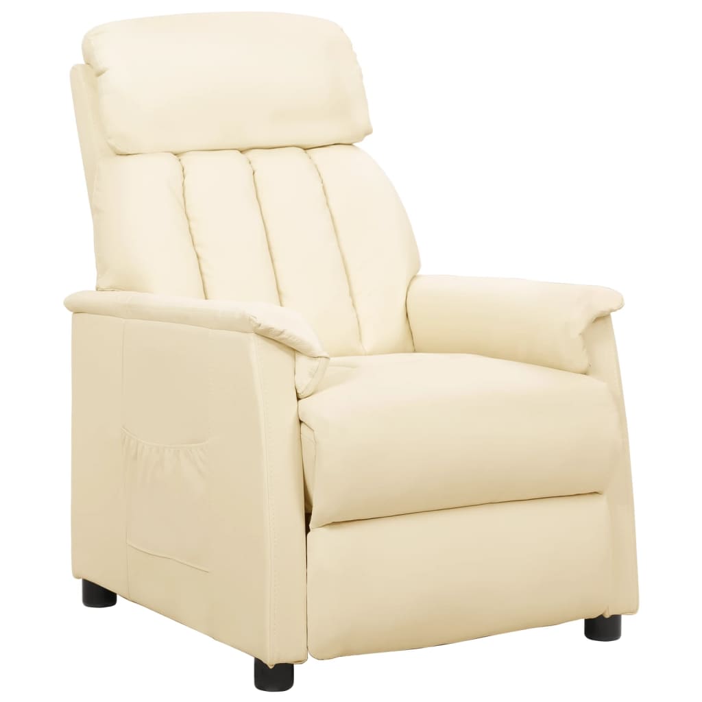 Fauteuil réglable en simili cuir couleur crème