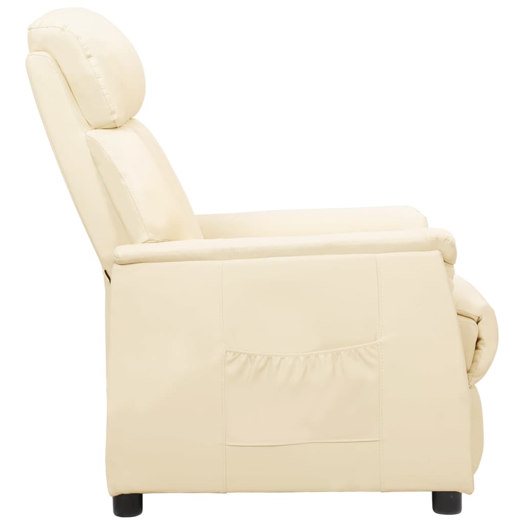 Fauteuil réglable en simili cuir couleur crème