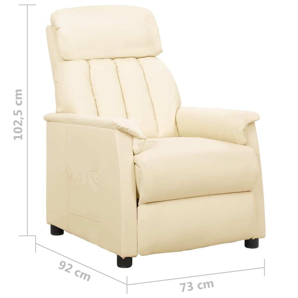 Fauteuil réglable en simili cuir couleur crème