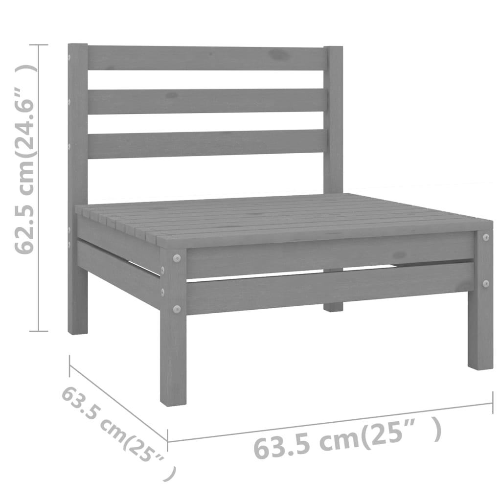 13-delige Loungeset massief grenenhout grijs