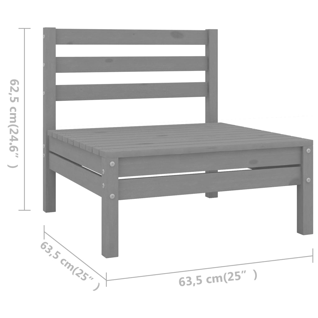 9-delige Loungeset massief grenenhout grijs