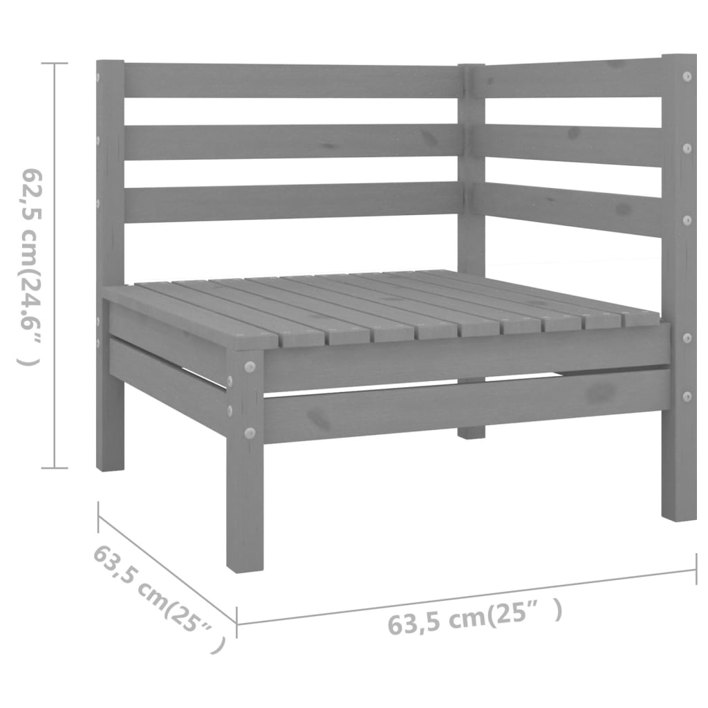 8-delige Loungeset massief grenenhout grijs