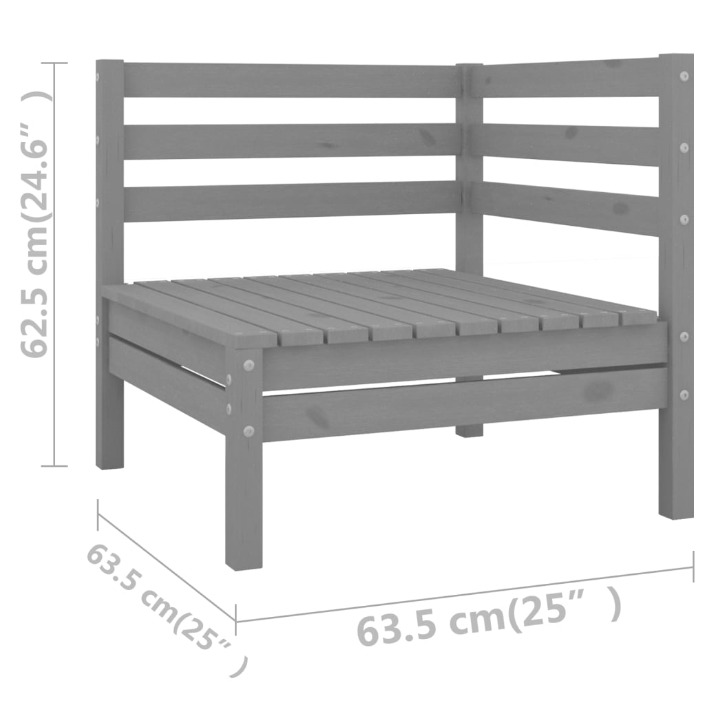 12-delige Loungeset massief grenenhout grijs