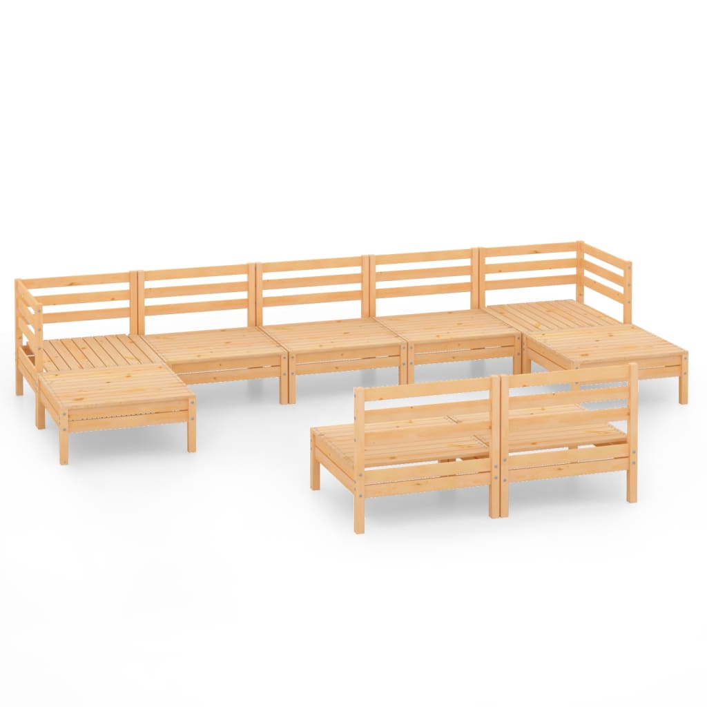 9-piece lounge set made of solid pine wood