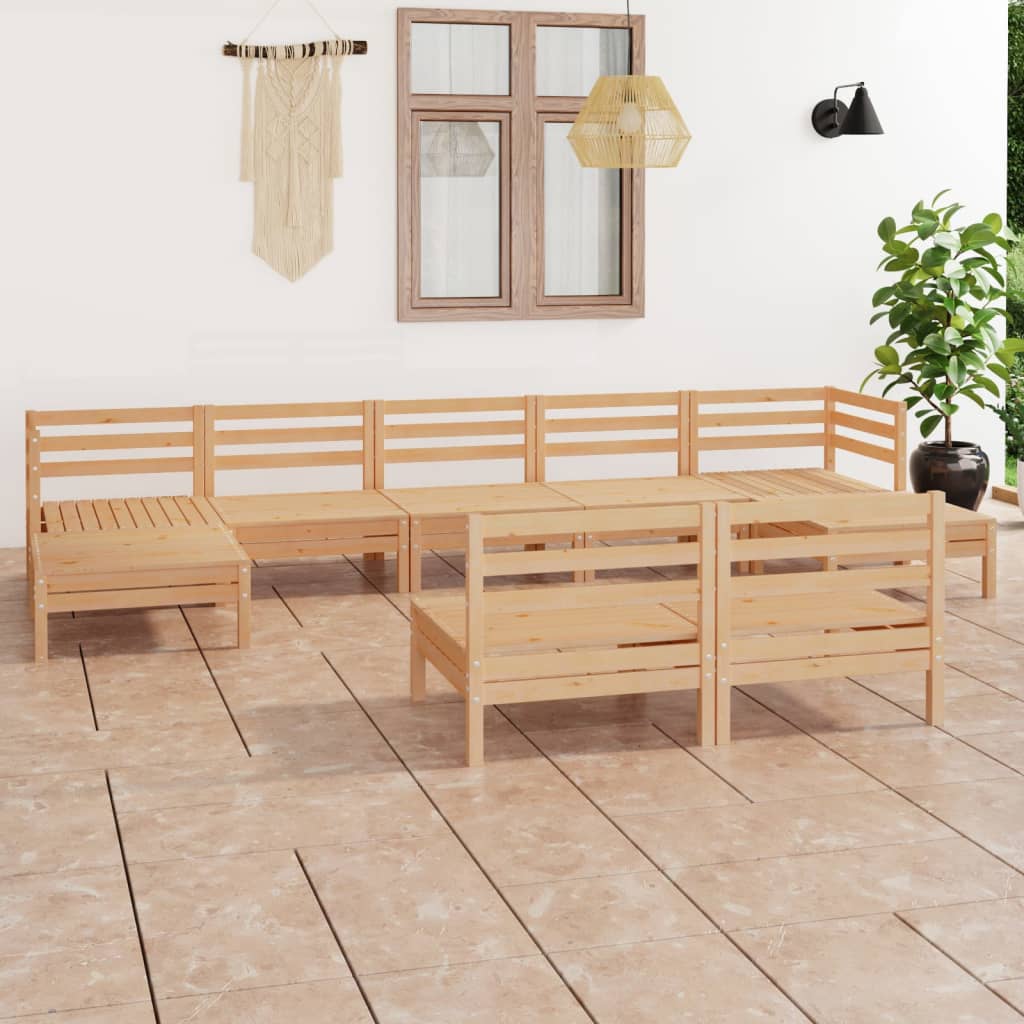 9-piece lounge set made of solid pine wood