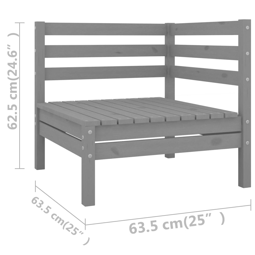 10-piece Lounge set solid pine wood, gray