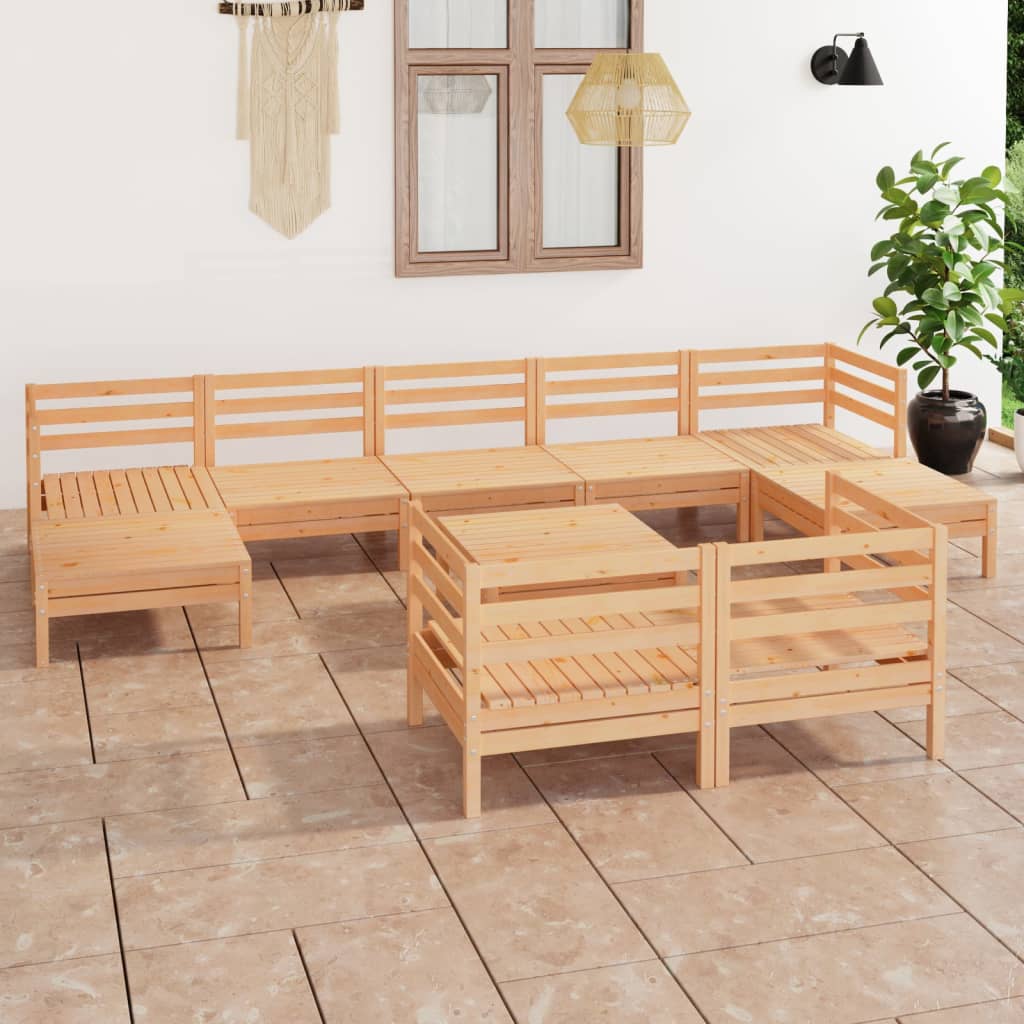 10-piece Lounge set solid pine wood, gray