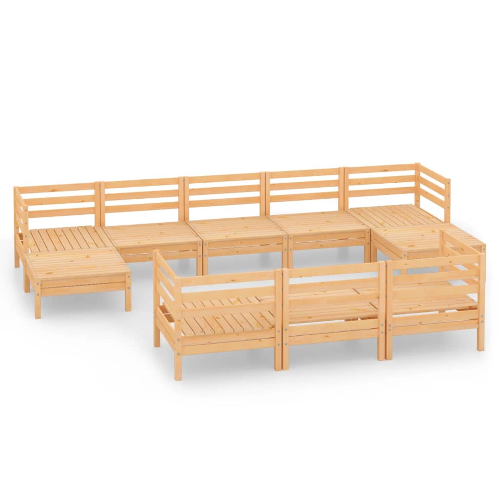 3083385  10-delige Tuin Lounge Set Wit Stevig Hout Grenen