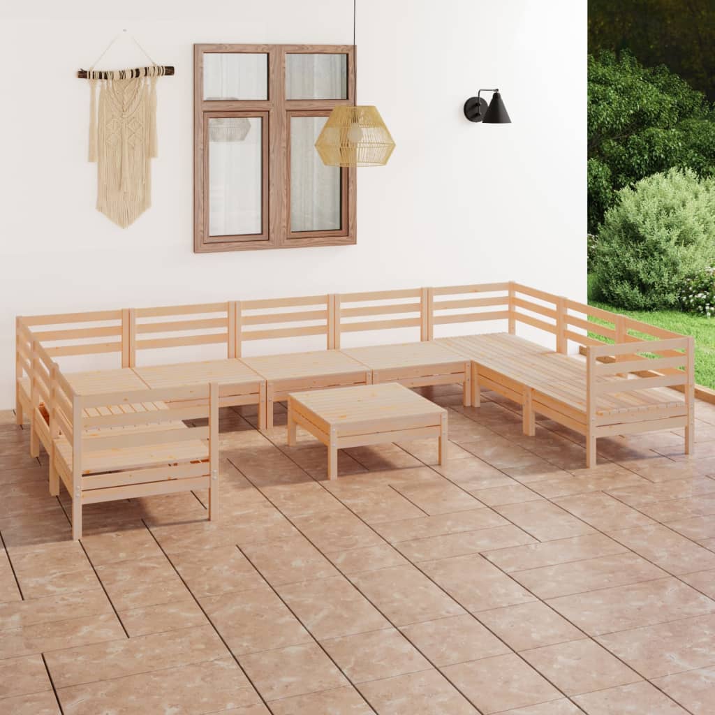 10-piece Lounge set solid pine wood, honey brown